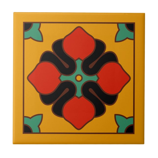 1920s Vintage Malibu Potteries Design Tile (Front)