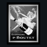 1920's Vintage "P. Boutet" Champagne Ad Poster<br><div class="desc">Vintage,  Art Deco,  advertisement for P. Boutet Champagne.  Black/White  and color version both available ,  as well as other sizes,  and canvas.</div>