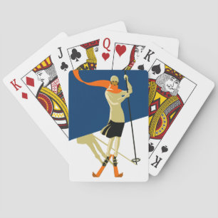 1920's Vintage Skier Design Playing Cards