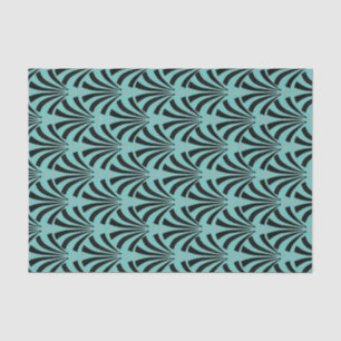1920s Vintage Style Art Deco Black & Teal Fans Tissue Paper