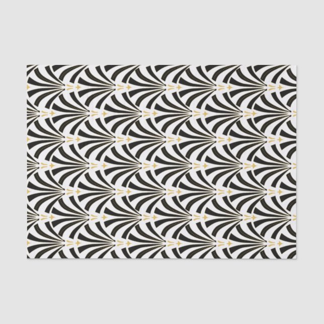 1920s Vintage Style Art Deco Black & White Fans Tissue Paper (Front)
