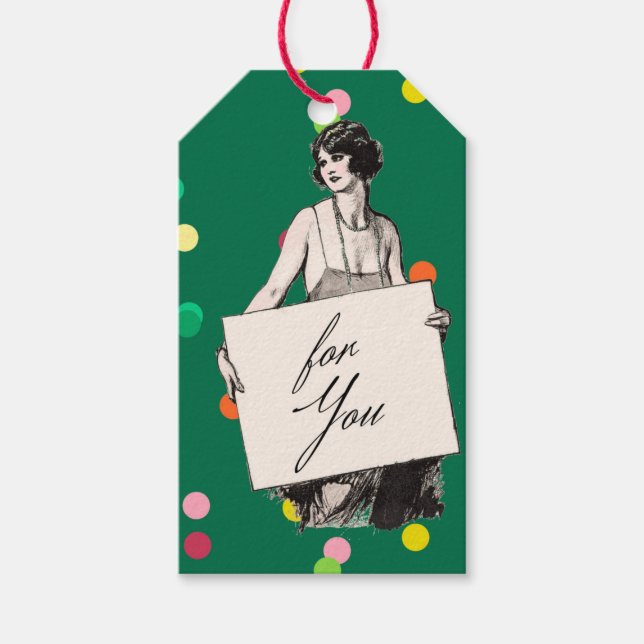 1920s Vintage Woman For You Gift Tags (Front)