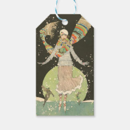 1920s Vintage Woman Ice Skater Gift Tag