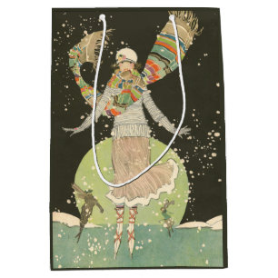 1920s Vintage Woman Ice Skater with Colourful Scar Medium Gift Bag