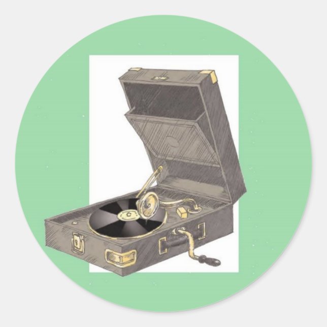 1920s Wind Up Gramaphone Classic Round Sticker (Front)