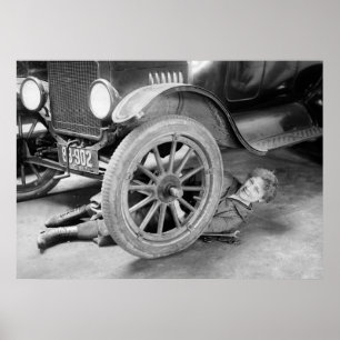 1920s Woman Car Mechanic Poster