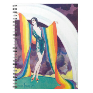 1920s Woman Wearing Rainbow Spiral Photo Notebook