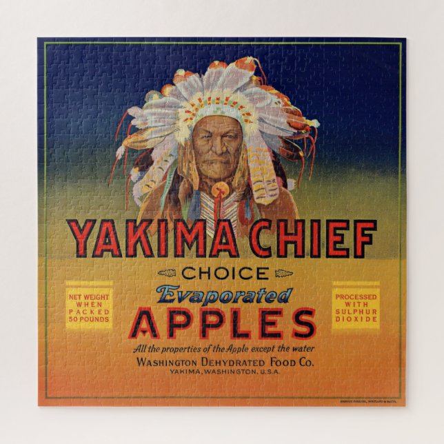 1920s Yakima Chief Evaporated Apples label Jigsaw Puzzle (Vertical)