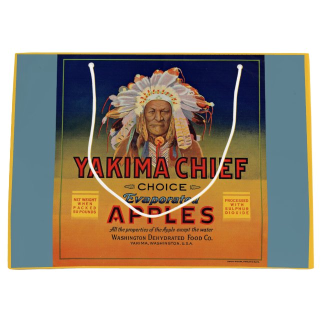 1920s Yakima Chief Evaporated Apples label print Large Gift Bag (Front)