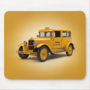 1920's Yellow Cab On Yellow Background Mouse Mat
