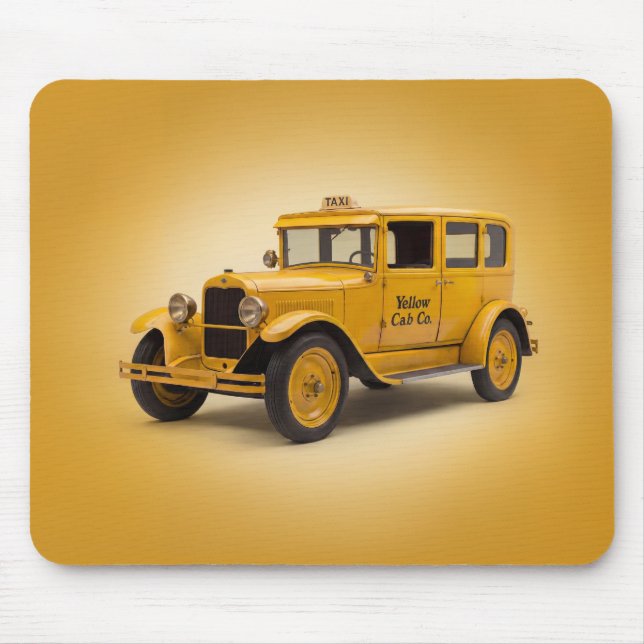1920's Yellow Cab On Yellow Background Mouse Mat (Front)
