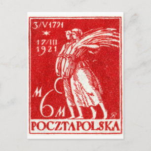 1921 6m Polish Postage Stamp Postcard
