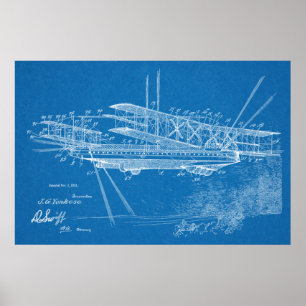 1921 Airship Aeroplane Patent Art Drawing Print