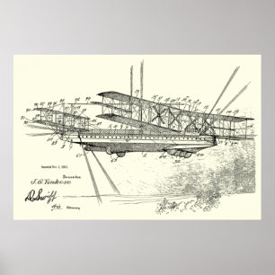 1921 Airship Aeroplane Patent Art Drawing Print