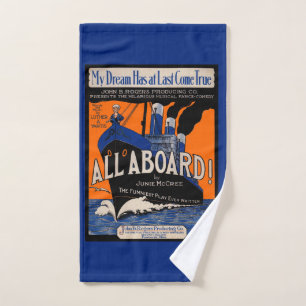 1921 All Aboard sheet music print Bath Towel Set