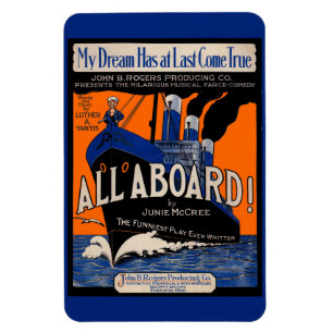 1921 All Aboard sheet music print Magnet