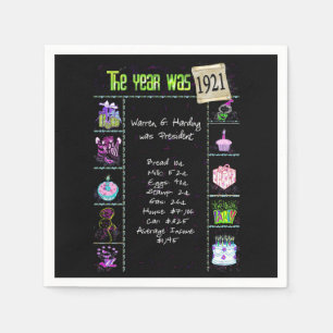 1921 Birth Year Trivia Napkins