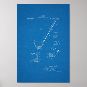 1921 Vintage Golf Club Patent Blueprint Art Print