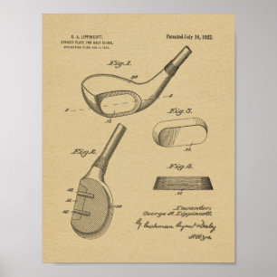 1922 Golf Club Head Design Patent Art Print