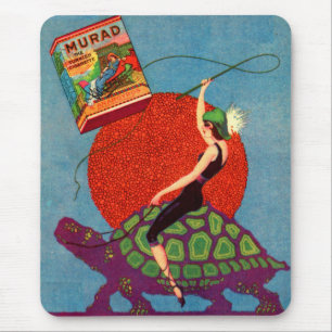 1922 Murad cigarettes lady riding giant tortoise Mouse Mat