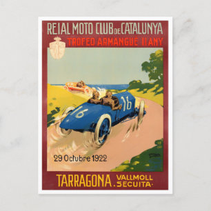 1922 Tarragona Grand Prix vintage racing Postcard