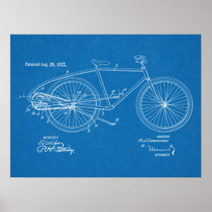 1922 Vintage Bicycle Patent Blueprint Art Print