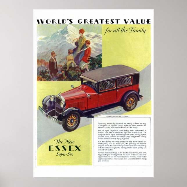 1923 Essex Super-Six Vintage Poster (Front)