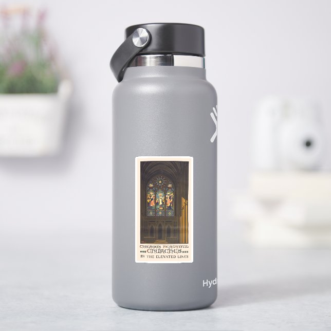 1923 Poster Of A Church With Stained Glass Window. (HydroFlask)