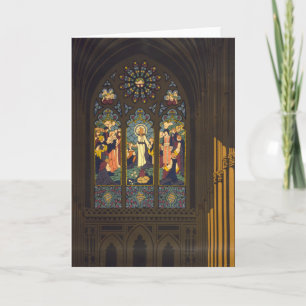 1923 Poster Of A Church With Stained Glass Window. Card
