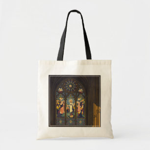 1923 Poster Of A Church With Stained Glass Window. Tote Bag