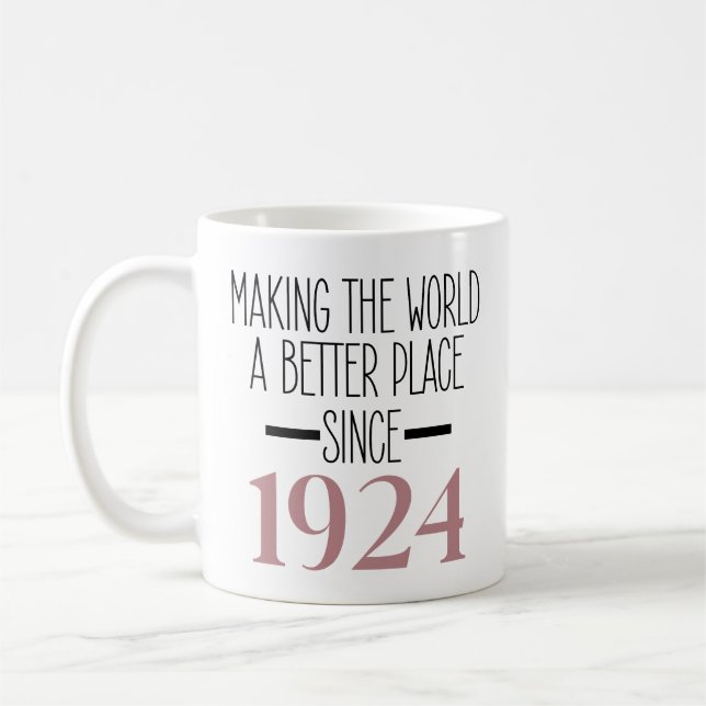 1924 Birthday 100th Years Old Gifts Women Coffee Mug (Left)
