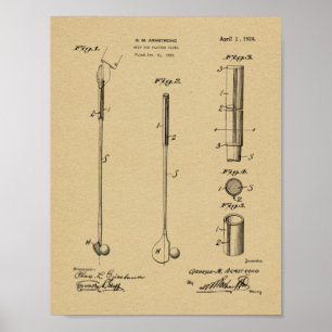 1924 Golf Club Grip Patent Art Drawing Print