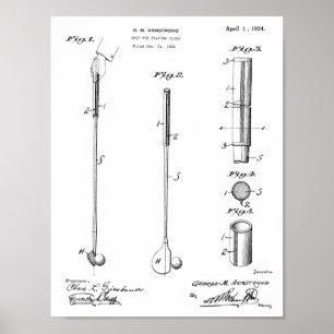 1924 Golf Club Grip Patent Art Drawing Print