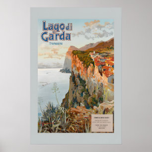 1924 Lake Garda Italy Vintage Style Italian Travel Poster