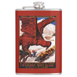 1924 Olympic Winter Games Poster Hip Flask