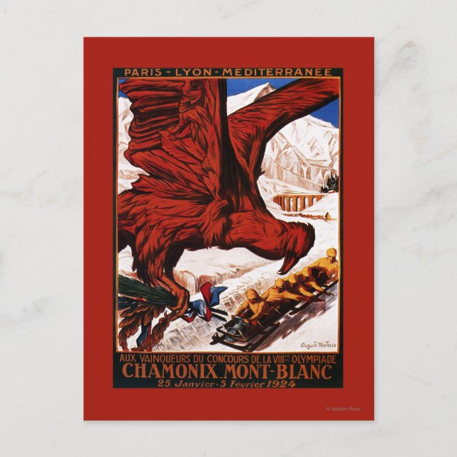 1924 Olympic Winter Games Poster Postcard (Front)