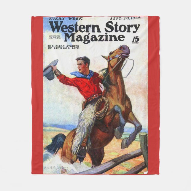 1924 Western Story magazine cover print. Fleece Blanket (Front)