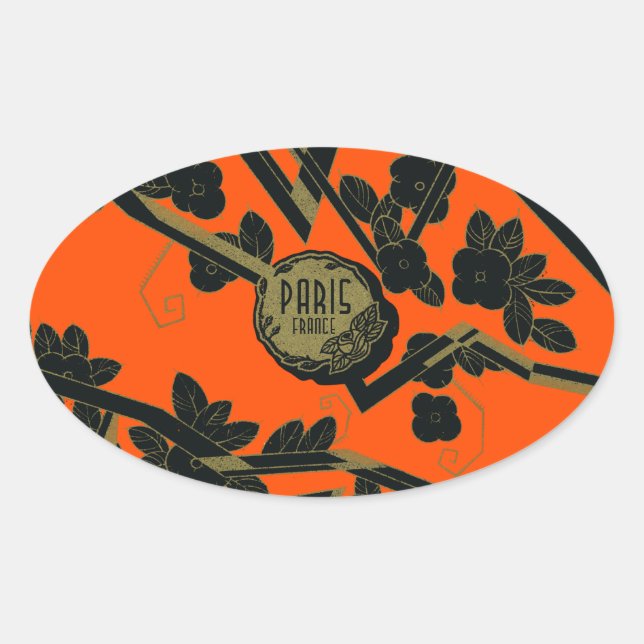 1925 Art Deco Paris France perfume Oval Sticker (Front)