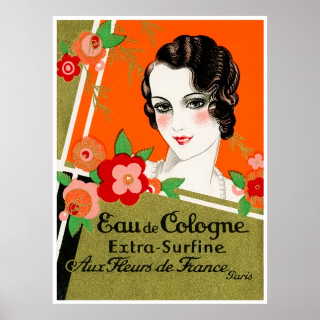 1925 Flowers of Paris France Perfume Poster (Front)