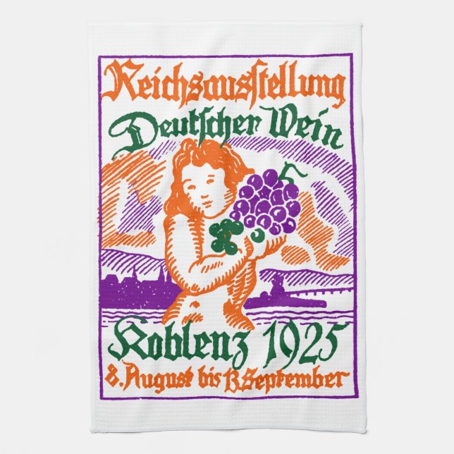 1925 German Wine Festival Tea Towel (Vertical)