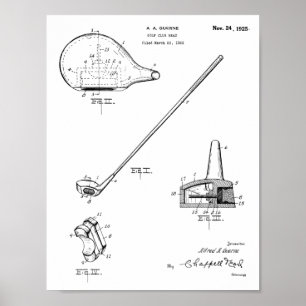 1925 Golf Club Patent Art Drawing Print