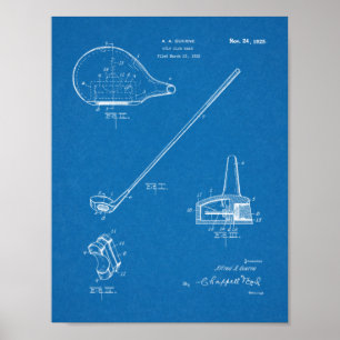 1925 Golf Club Patent Art Drawing Print