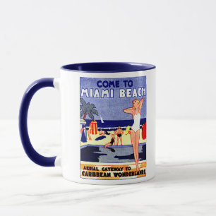1925 Miami Beach Travel Poster Mug