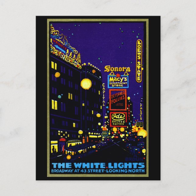 1925 New York City at Night Postcard (Front)