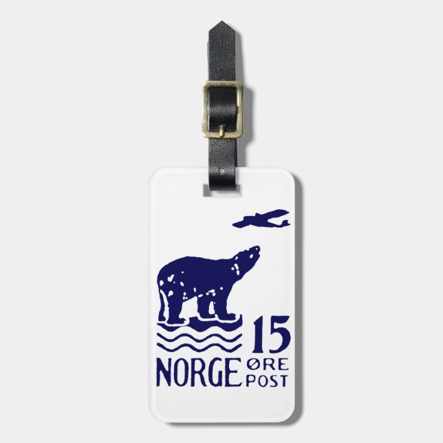 1925 Norwegian Polar Bear Luggage Tag (Front Vertical)