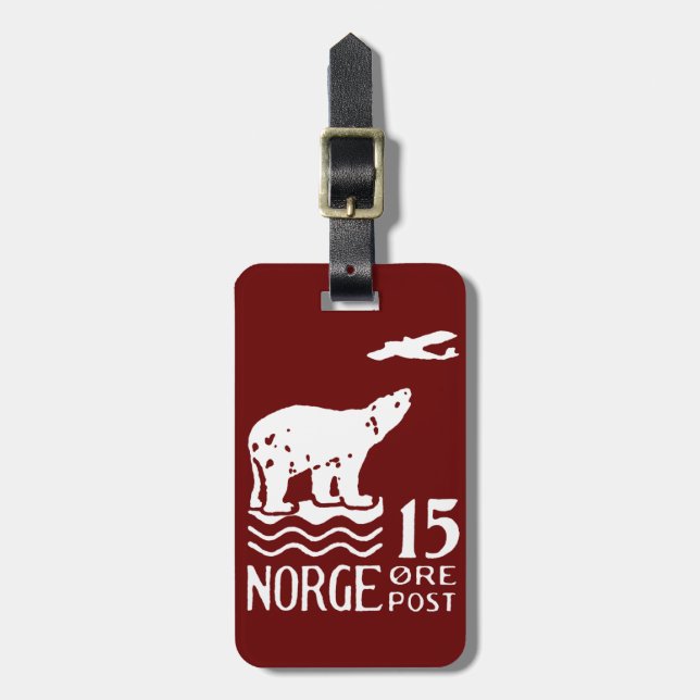 1925 Norwegian Polar Bear Luggage Tag (Front Vertical)