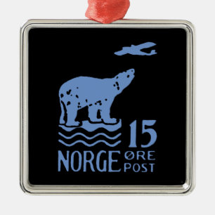 1925 Norwegian Polar Bear Metal Tree Decoration