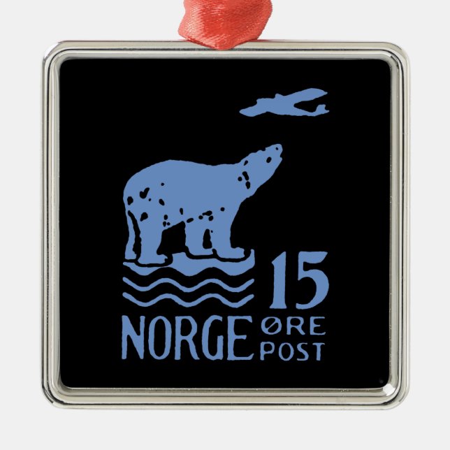 1925 Norwegian Polar Bear Metal Tree Decoration (Front)