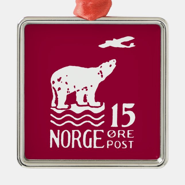 1925 Norwegian Polar Bear Metal Tree Decoration (Front)