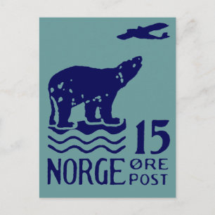 1925 Norwegian Polar Bear Postcard